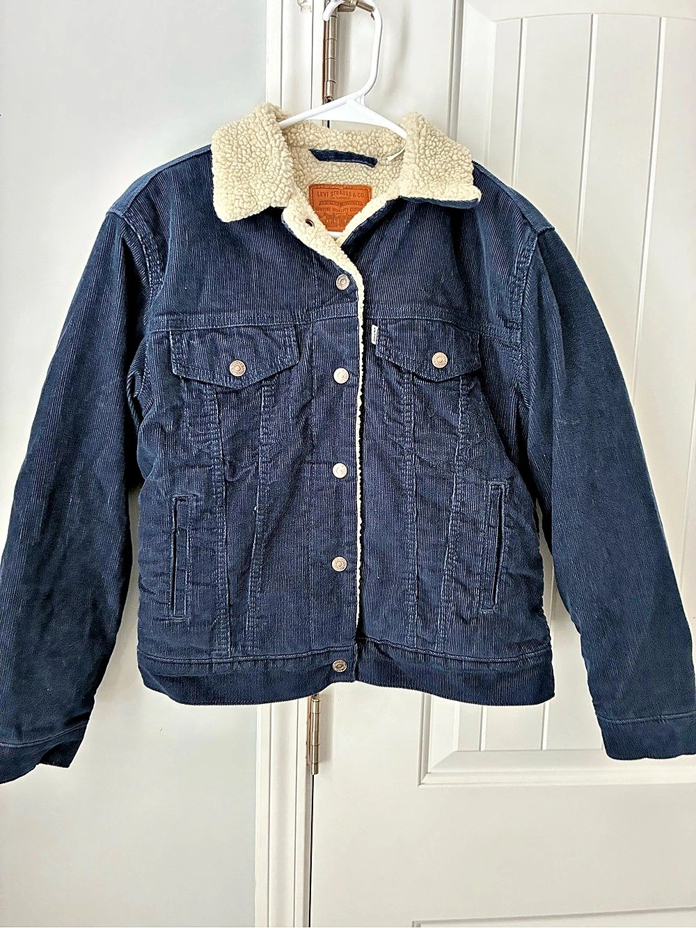 Levi'Small Original Trucker Sherpa Jacket in Blue & White Small